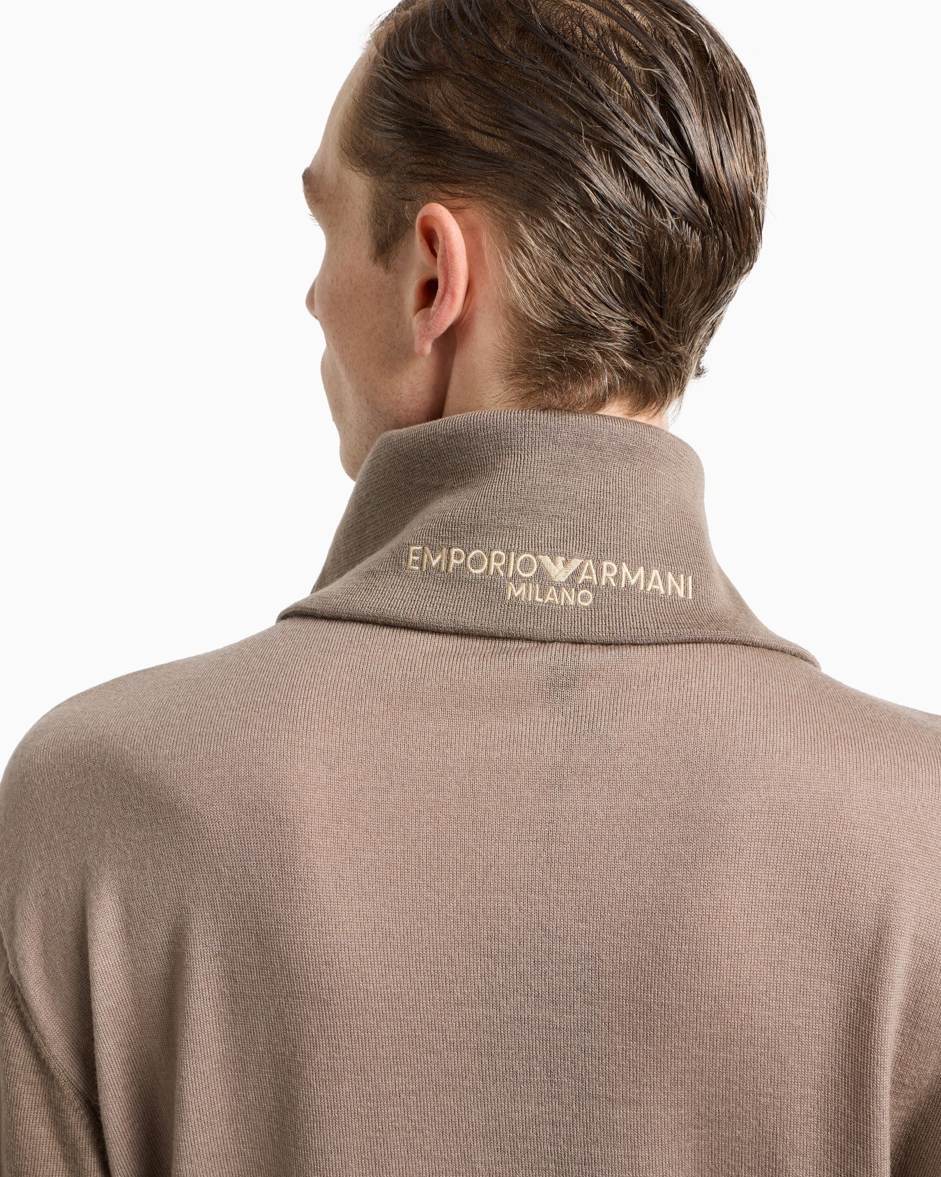 Jersey con cremallera parcial de lana virgen de punto jersey bicolor