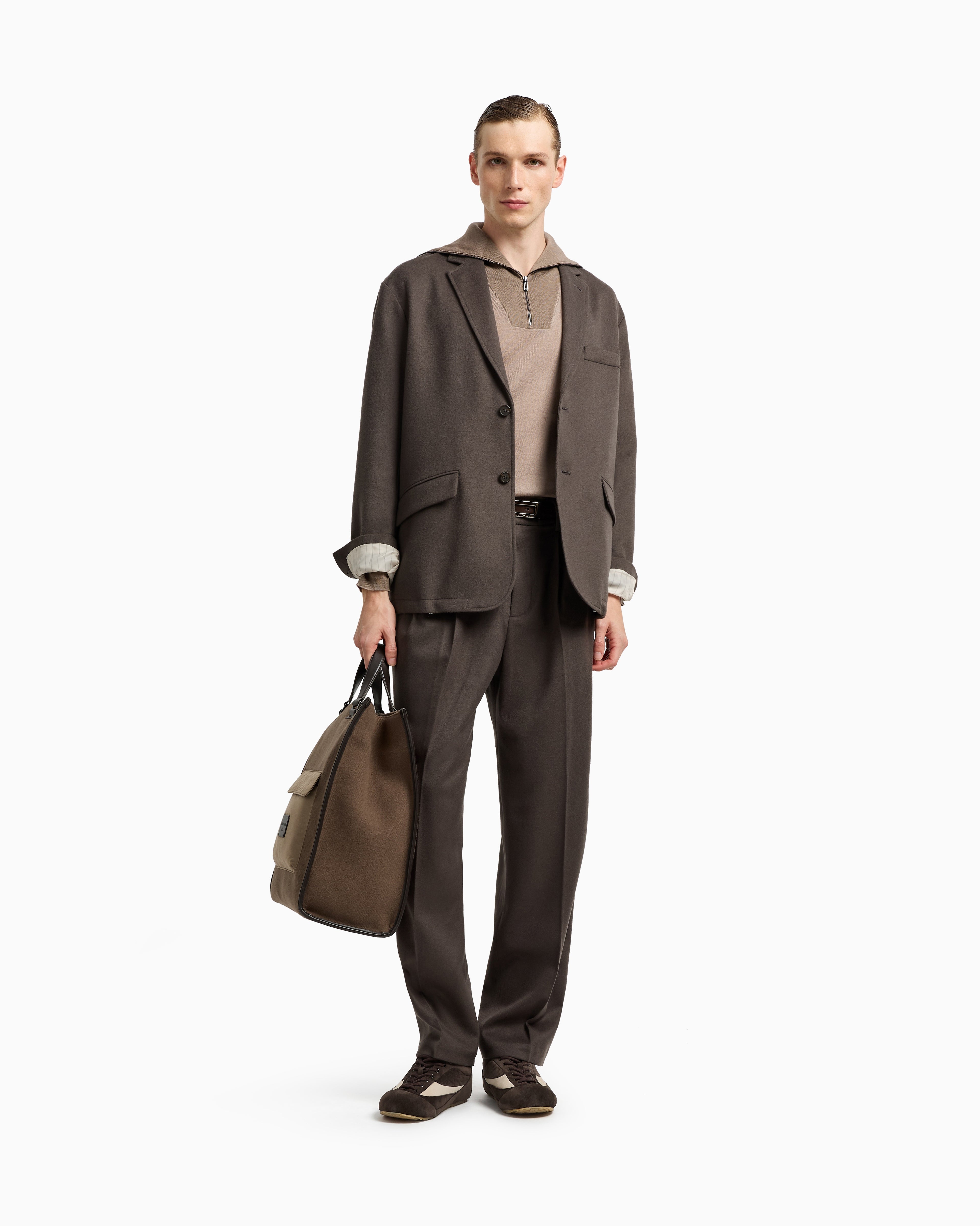 Jersey con cremallera parcial de lana virgen de punto jersey bicolor