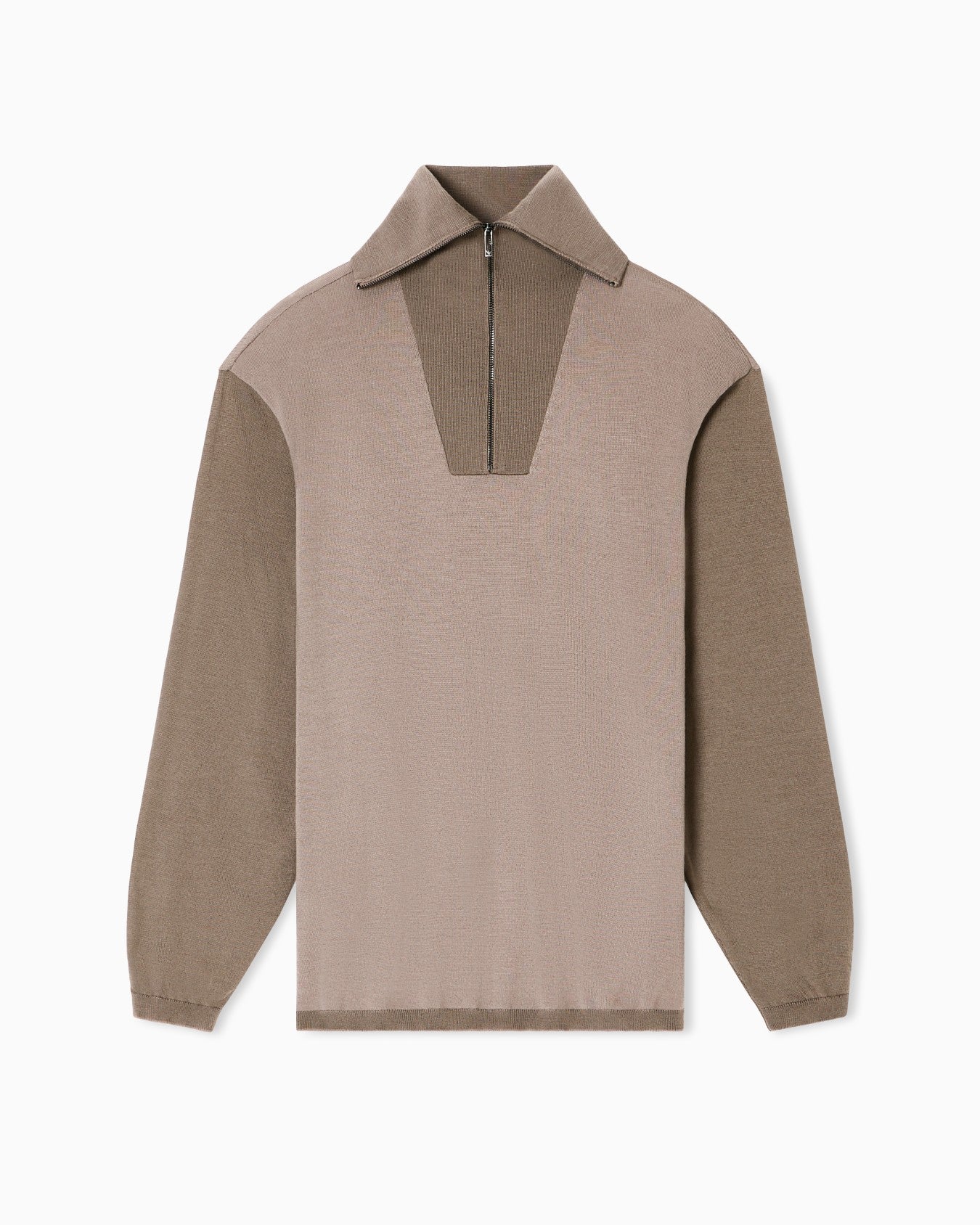 Jersey con cremallera parcial de lana virgen de punto jersey bicolor